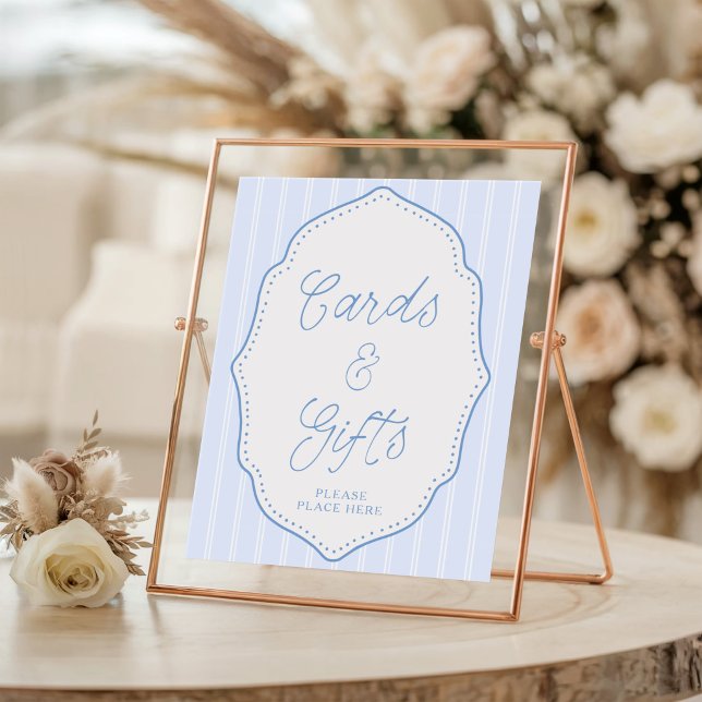 Vintage Blaustreifen-Karten und Geschenke Schild (Von Creator hochgeladen)