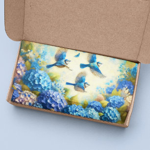 Vintage Blauvögel und Hydrangeas Seidenpapier