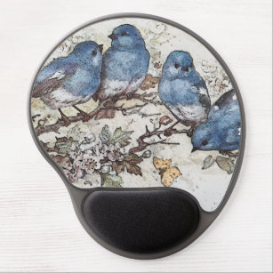 Vintage Blauvogelbilder Gel Mousepad
