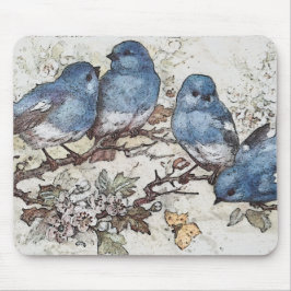Vintage Blauvogeldarstellung Mousepad