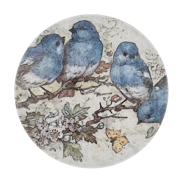 Vintage Blauvogeldarstellung Schneidebrett (Vorderseite)
