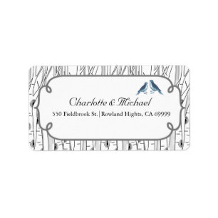 Vintage Blauwild-Birkenbäume Hochzeit oder Generik Adressaufkleber