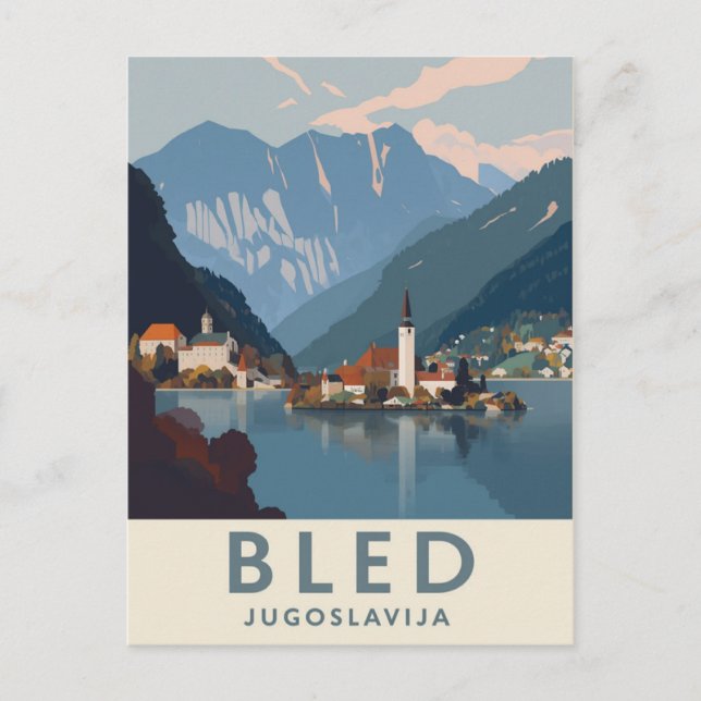 Vintage Bled Jugoslawienreise Postkarte (Vorderseite)