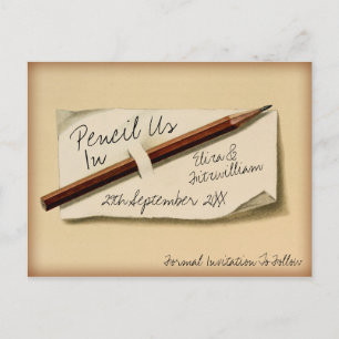Vintage Bleistift Notieren Sie uns in Save The Dat Postkarte