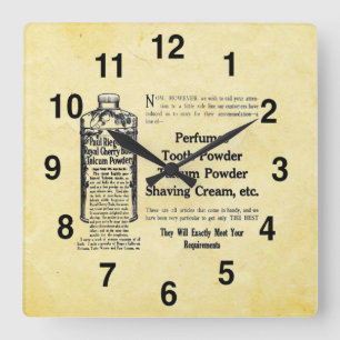 Vintage Blick-Badezimmer-Uhr Quadratische Wanduhr