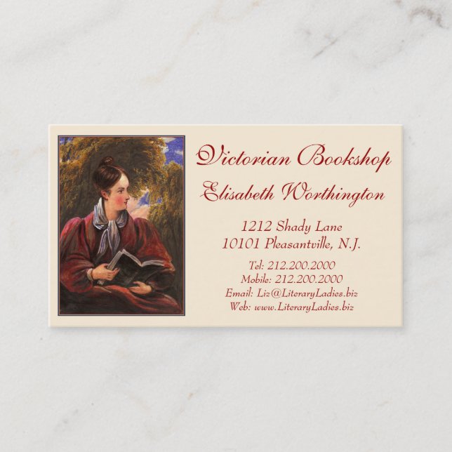 Vintage Blick-Karte für Bibliothek, Buchhandlung, Visitenkarte (Vorderseite)