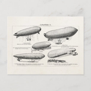Vintage Blimps Zeppelin Retro Heißluftballons Postkarte