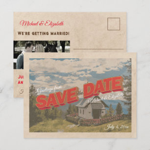 Vintage-Blockbuchstaben-Postkarte Save-the-Date Ankündigungspostkarte