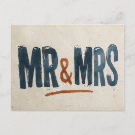 Vintage-Blockdruck-Typografie "Herr und Frau" Postkarte