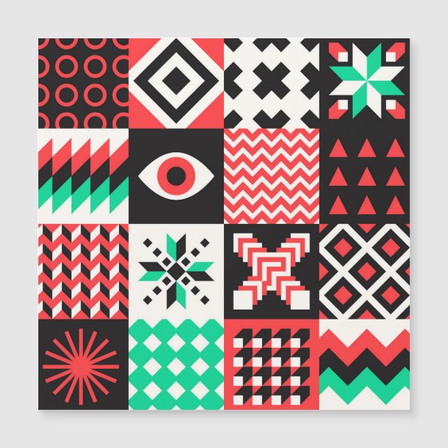 Vintage Blockformen Abstrakter Hintergrund. Magnetkarte (Vorderseite)