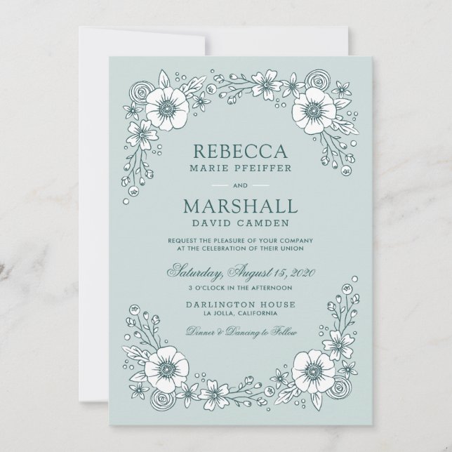 Vintage Bloms Blumenhochzeit - Aquamarin (Vorderseite)