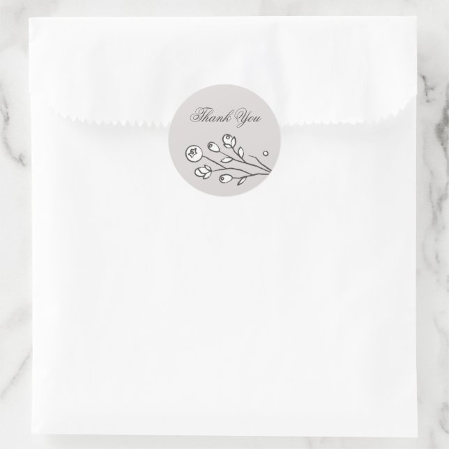 Vintage Bloms Wedding Closure Sticker - Grau (Tasche)