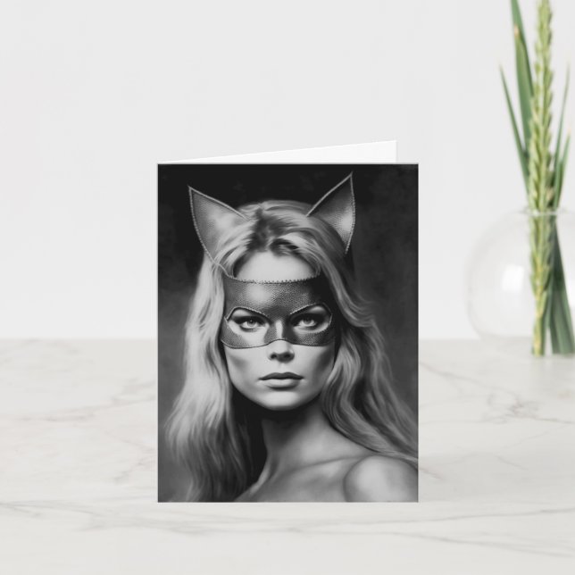 Vintage Blonde-Kostümmaske Feiertagskarte (Vorderseite)