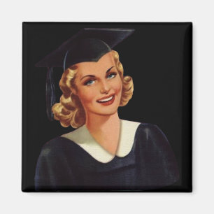 Vintage Blondine Gebildete Dame Magnet