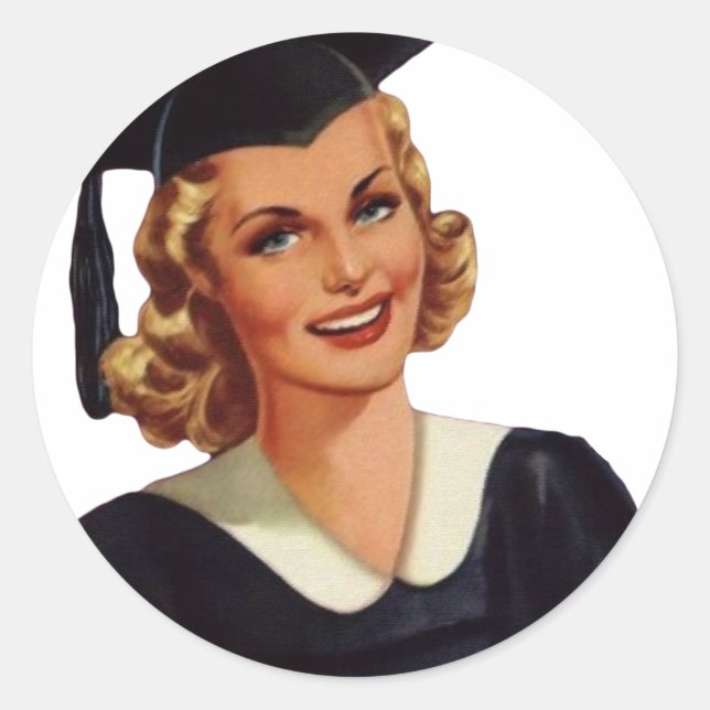 Vintage Blondine Gebildete Dame Runder Aufkleber (Vorderseite)