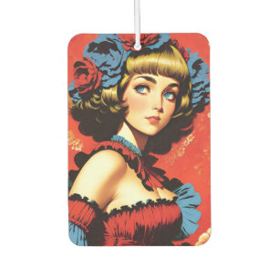 Vintage Blondine in Rot und Blau Autolufterfrischer