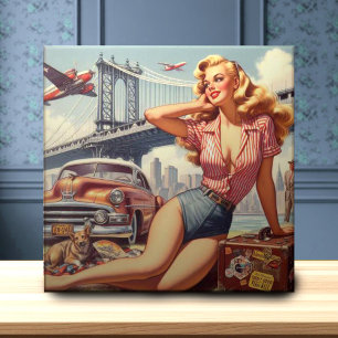 Vintage Blondine Pin-up Fliese