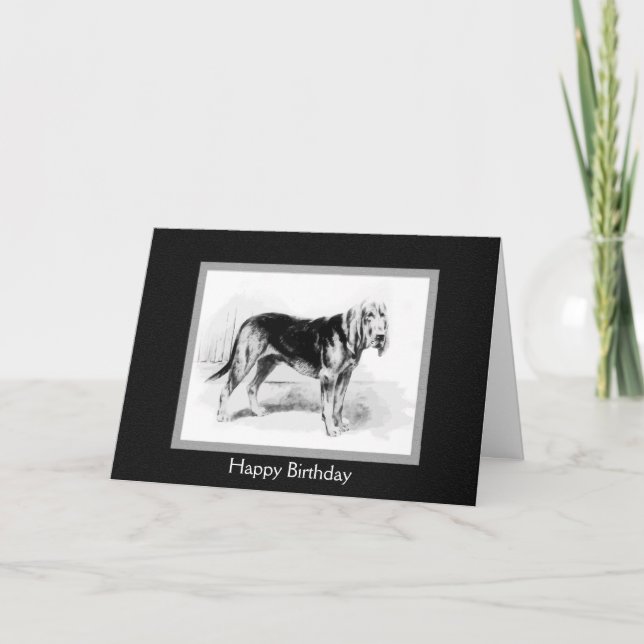 Vintage Bloodhound-Kunst Karte (Vorderseite)