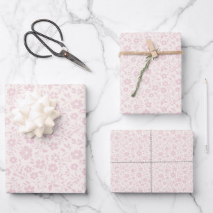Vintage Bloom Blush Rosa - Neutral Geschenkpapier Set