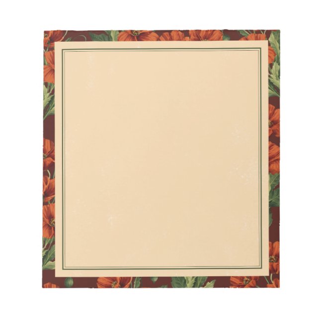 Vintage Bloom Crimson Mohnblumen Notizblock (Vorderseite)