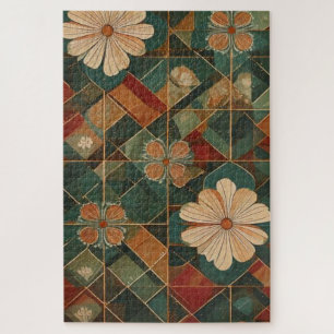 Vintage Bloom Mosaik – Zeitlose Florale Geometrie Puzzle