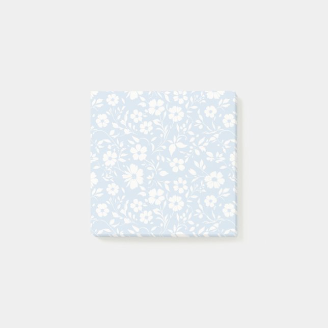 Vintage Bloom Neutral - Puderblau Post-it Klebezettel (Vorderseite)