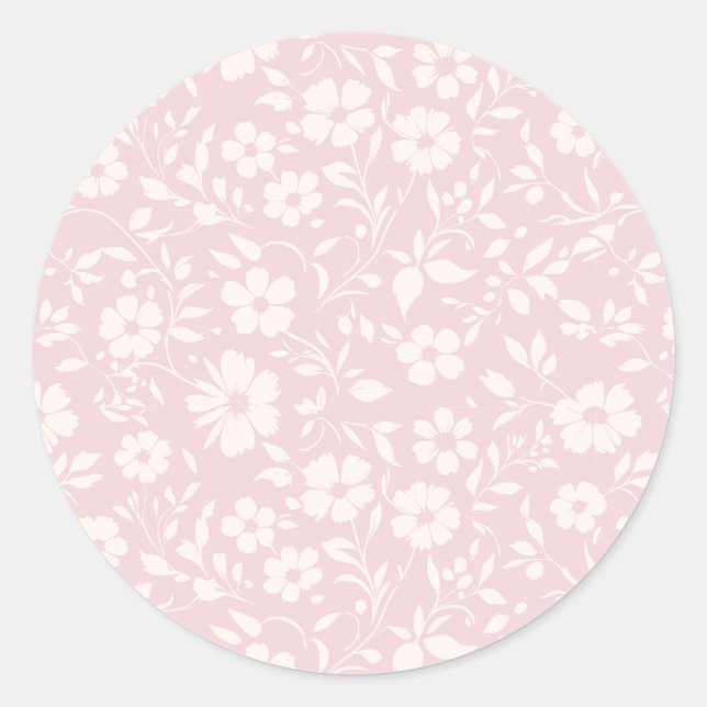 Vintage Bloom Neutral - Rosa Hauch Runder Aufkleber (Vorderseite)
