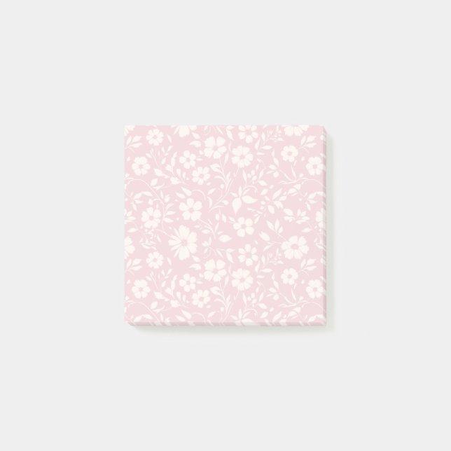 Vintage Bloom Neutral - Rosa Post-it Klebezettel (Vorderseite)