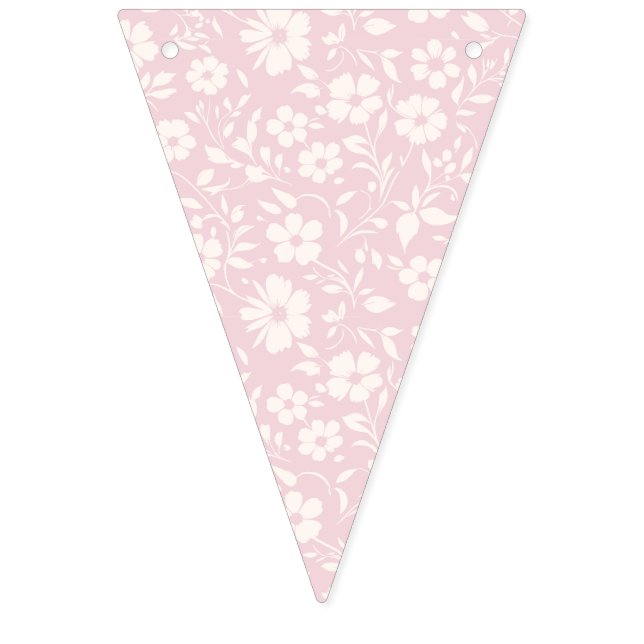Vintage Bloom Neutral - Rosa Wimpelkette (Erste Fahne)