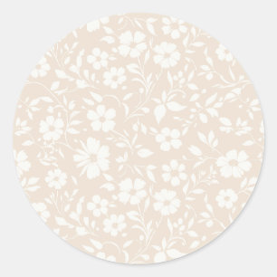 Vintage Bloom Neutral - Weiche Leinenoptik Runder Aufkleber