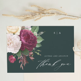 Vintage blooms floral wedding thank you card karte