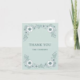 Vintage Blooms Hochzeit Dankeskarten - Türkis Karte