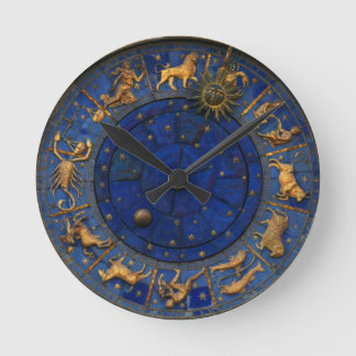 Vintage blue and gold zodiac astrology celestial p runde wanduhr