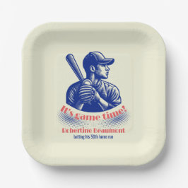 Vintage Blue Baseball Player Men's 50th Birthday Pappteller