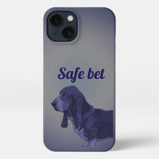 Vintage Blue Basset Hound Dog Art iPhone Case 13 Hülle