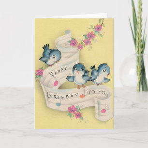 Vintage Blue Bird Music Geburtstagskarte Karte