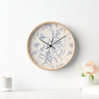 Vintage Blue Birds and Flowers Botanical
