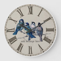 Vintage Blue Birds Illustrated