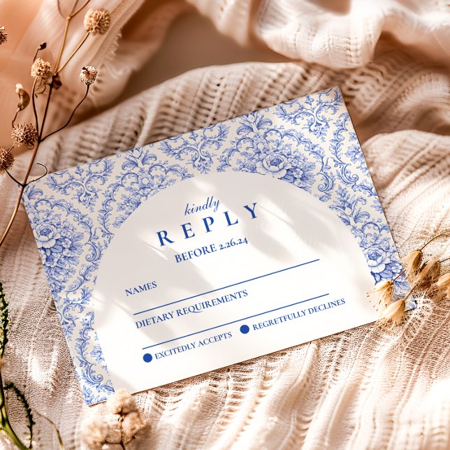 Vintage Blue Botanical Graduation Party RSVP Karte (Von Creator hochgeladen)