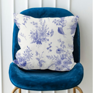 Vintage Blue Botanische Herbst Kissen