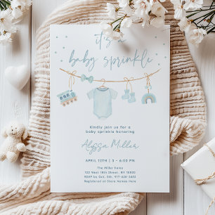 Vintage Blue Boy Babykleidung Baby Sprinkle Einladung