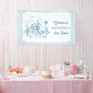Vintage Blue Cowboy 1. Geburtstagsfeier Banner