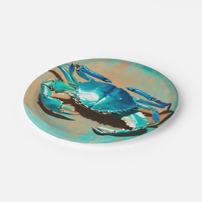 Vintage  blue  crab pappteller (Schrägansicht)