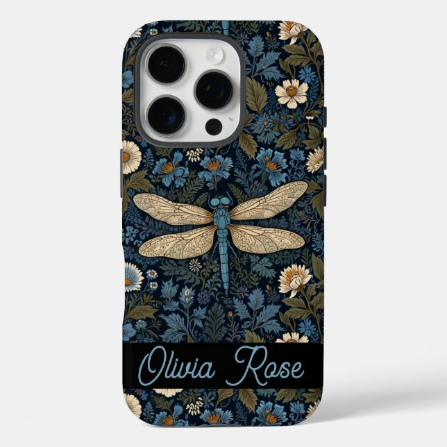 Vintage blue Dragonfly Case-Mate iPhone Hülle (Rückseite)