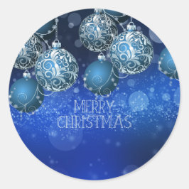 Vintage Blue Flat (Personalise) Christmas Card Runder Aufkleber