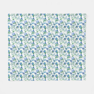 Vintage Blue Flowers Fleece Blanket
