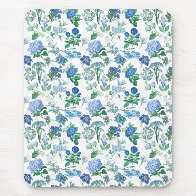 Vintage Blue Flowers Notebook Mousepad (Vorne)