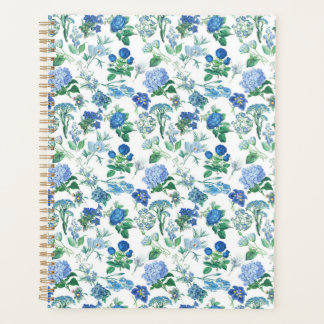 Vintage Blue Flowers Notebook Planer
