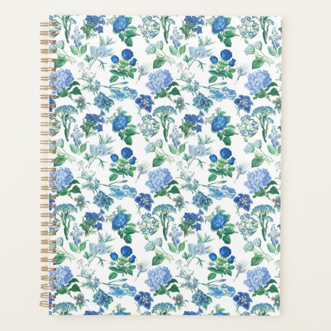Vintage Blue Flowers Notebook Planer (Vorderseite)