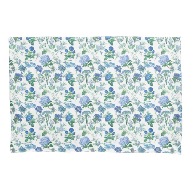 Vintage Blue Flowers Pillow Case Kissenbezug (Vorderseite)